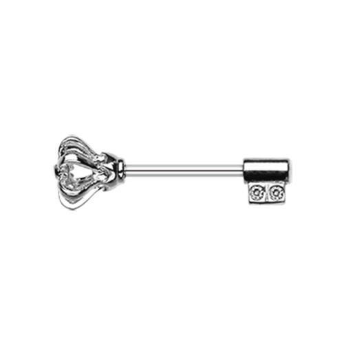 Clear Royal Crown Key Nipple Barbell - 1 Piece