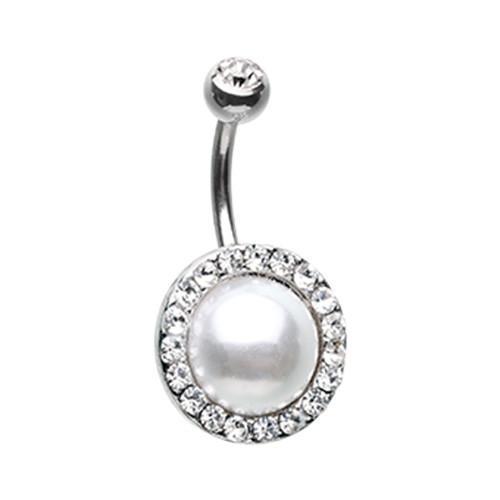 Clear Royal Supreme Jewelled Pearl Belly Button Ring