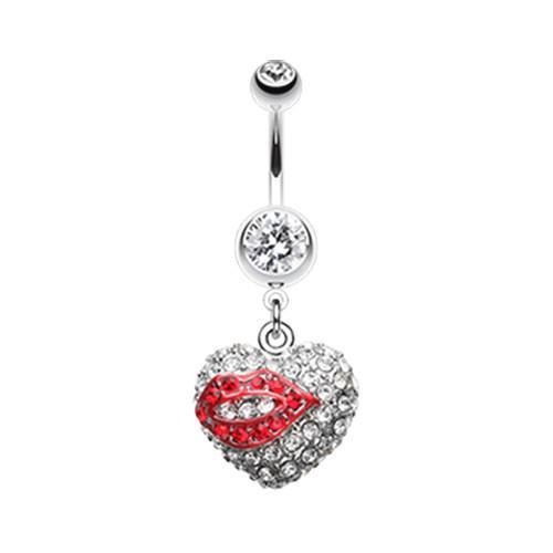 Clear Sexy Lip Glam Heart Belly Button Ring