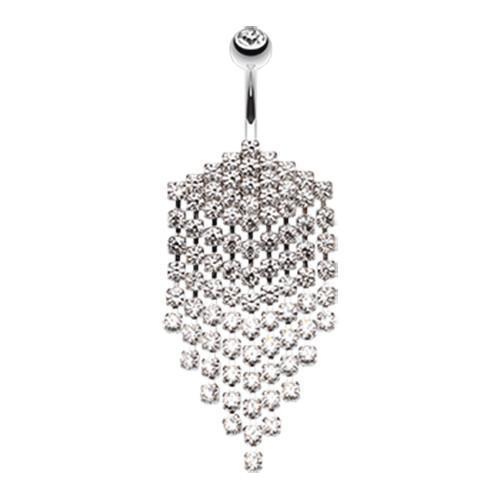 Clear Shimmering Chandelier Drape Belly Button Ring