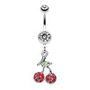 Clear Shimmering Cherry Dangle Belly Button Ring
