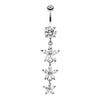 Clear Shimmering Flower Cascade Belly Button Ring