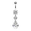 Clear Shimmering Hearts Belly Button Ring