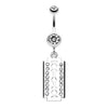Clear Shimmering Razor Blade Belly Button Ring