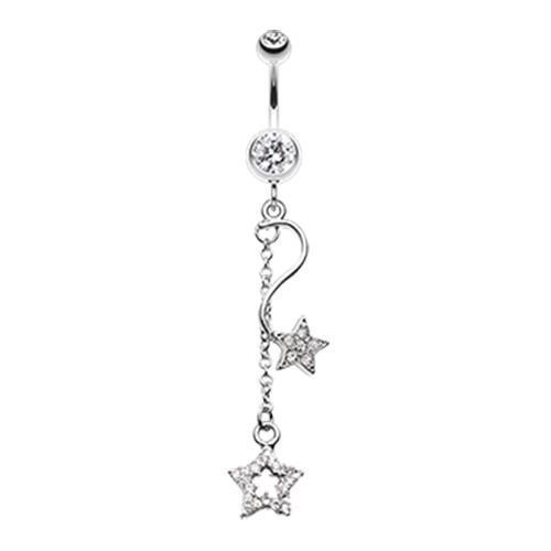 Clear Shooting Vibrant Stars Belly Button Ring