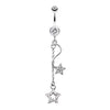 Clear Shooting Vibrant Stars Belly Button Ring