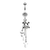 Clear Skull Crossbones and Cross Dangle Belly Button Ring