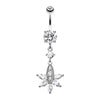 Clear Snow Flower Multi-Gem Belly Button Ring