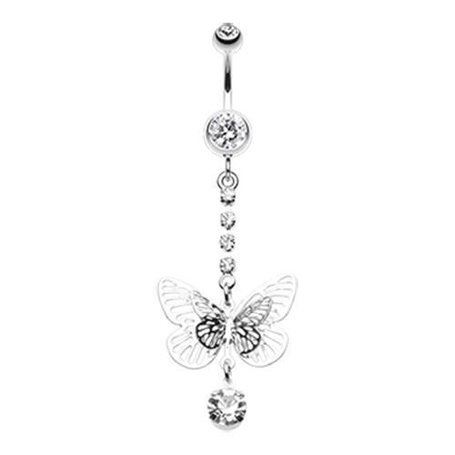 Clear Sparkle Flutter Butterfly Belly Button Ring
