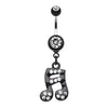Clear Sparkle Fun Music Note Dangle Belly Button Ring