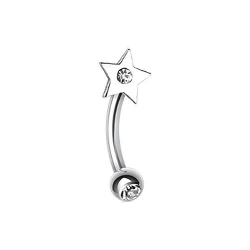 CURVED BARBELL Clear Sparkle Star Curved Barbell Eyebrow Ring -Rebel Bod-RebelBod