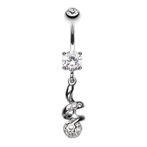 Clear Sparkle Star Gem Swirl Belly Button Ring