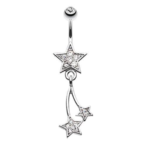 Clear Sparkle Stars Belly Button Ring