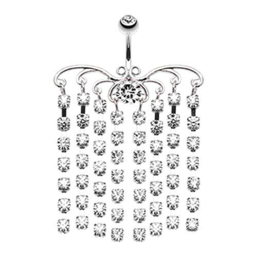 Clear Sparkling Curtain Chandelier Belly Button Ring