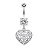 Clear Sparkling Heart Shapes Belly Button Ring