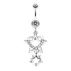 Clear Sparkling Heart Star Dangle Belly Button Ring
