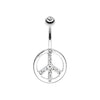 Clear Sparkling Peace Symbol Belly Button Ring
