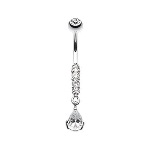 Clear Sparkly Gem Droplet Belly Button Ring