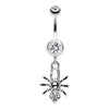 Clear Spider Sparkle Belly Button Ring