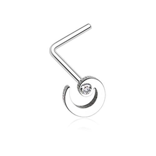 Clear Spiral Swirl Sparkle L-Shaped Nose Ring