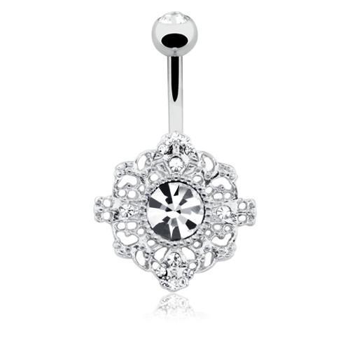 Clear Spiritual Mandala Belly Button Ring