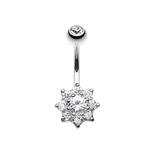 Belly Ring - No Dangle Clear Spring Flower Belly Button Ring -Rebel Bod-RebelBod