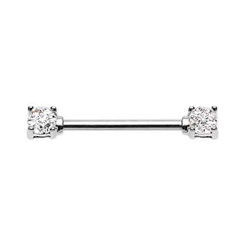 Clear Sprinkle Dot Multi Gem Prong Set Nipple Barbell - 1 Piece