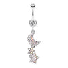Clear Star and Moon Lit Sky Belly Button Ring