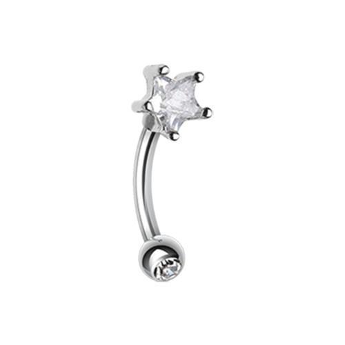 CURVED BARBELL Clear Star Gem Prong Curved Barbell Eyebrow Ring -Rebel Bod-RebelBod