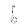 Clear Star Holographic Glitter Inlay Steel Belly Button Ring