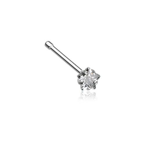 Clear Star Prong Set Gem Top Nose Stud Ring