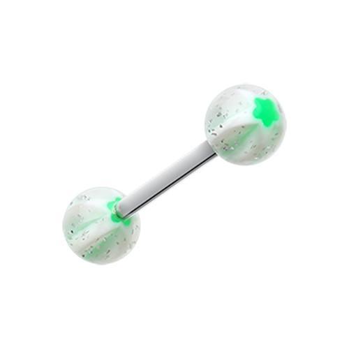 Clear Star Punch Acrylic Top Barbell Tongue Ring