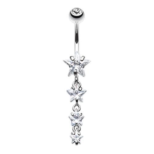 Clear Star Spangled Belly Button Ring