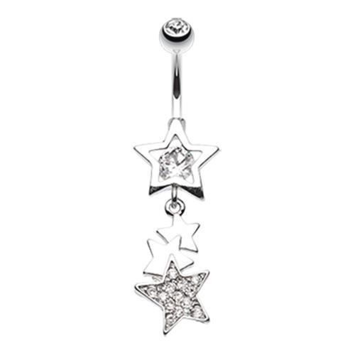 Clear Super Star Belly Button Ring