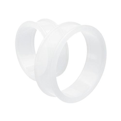 Clear Supersize Flexible Silicone Double Flared Ear Gauge Tunnel Plug - 1 Pair