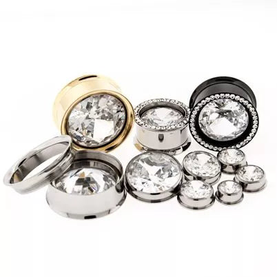 Tunnel Inserts Clear SWAROVSKI Gem Insert - 1 Piece #SPLT#2 -Rebel Bod-RebelBod