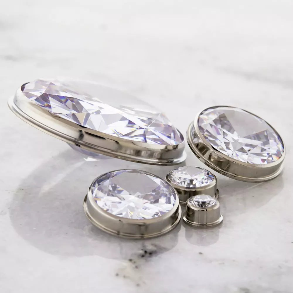 Tunnel Inserts Clear SWAROVSKI Gem Insert - 1 Piece #SPLT#2 -Rebel Bod-RebelBod