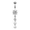 Clear Sweet Cascading Gems Belly Button Ring
