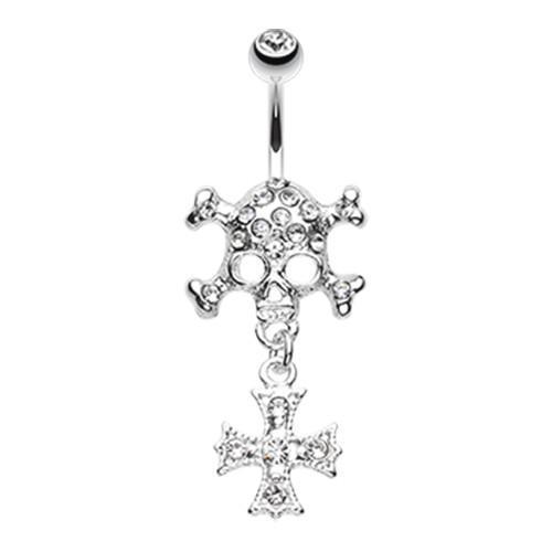 Clear The Death Wish Skull Belly Button Ring