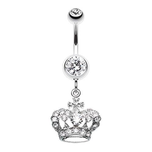 Clear The Majestic Crown Belly Button Ring