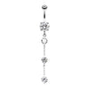 Clear Triple Crystal Droplets Belly Button Ring