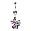 Clear Triple Heart Statement Belly Button Ring