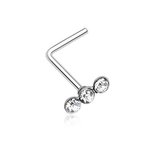 Clear Triple Linear Gem L-Shaped Nose Ring