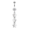 Clear Triple Sparkling Star Belly Button Ring