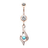 Clear/Turquoise Rose Gold Gypsy Dangle Belly Button Ring