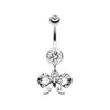 Clear Twinkling Bow Belly Button Ring