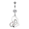 Clear Twinkling Double Heart Belly Button Ring