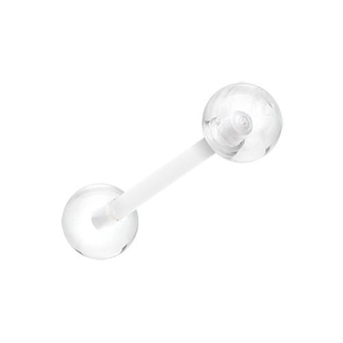 Clear UV Acrylic Flexible Shaft Barbell Tongue Ring