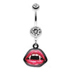 Clear Vampire Fang Logo Belly Button Ring