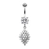 Clear Vibrant Sparkle Diamond Crystals Belly Button Ring